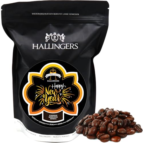 Hallingers Happy New Year - Gourmet Kaffee schonend langzeit-geröstet, Silvester Geschenk Mitbringsel zur Neujahrsfeier (Bag) - Muttertagsgeschenk & Geschenkideen zum Vatertag | Glückwunsch Freundscha von Hallingers Genuss Manufaktur