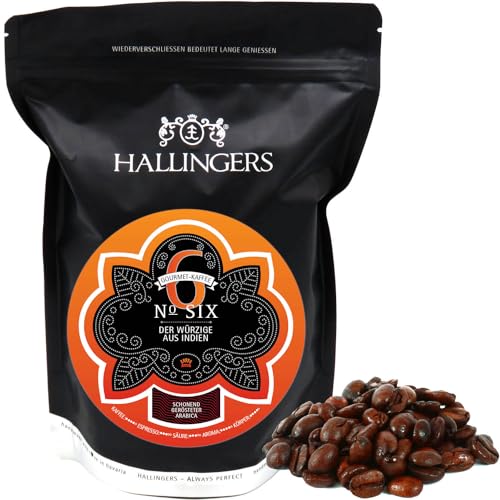 Hallingers No. Six - Gourmet-Kaffee aus Indien, schonend langzeit-geröstet (Bag) - Muttertagsgeschenk & Geschenkideen zum Vatertag | Geburtstag Glückwunsch Neues Zuhause Jahrestag Genesung von Hallingers Genuss Manufaktur