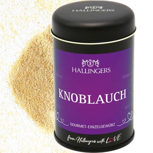 Hallingers Knoblauch - Basis-Gewürz für Hähnchenbrust, Tomatensauce & Knoblauchbutter (Dose) - Muttertagsgeschenk & Geschenkideen zum Vatertag | Geburtstag Glückwunsch Neues Zuhause Danke Freundschaft von Hallingers Genuss Manufaktur