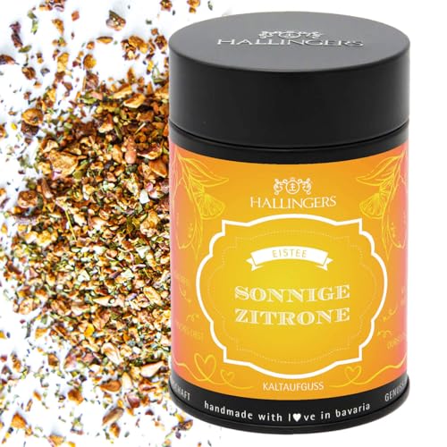 Hallingers Sonnige Zitrone - Loser Cold Brew Früchtetee Eistee, kalt oder warm aufgießbar (Dose) - Muttertagsgeschenk & Geschenkideen zum Vatertag | Geburtstag Glückwunsch Genesung Neues Zuhause von Hallingers Genuss Manufaktur
