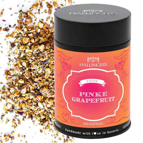 Hallingers Pinke Grapefruit - Loser Cold Brew Früchtetee Eistee, kalt oder warm aufgießbar (Dose) - Ostergeschenke Osterkörbchen Ostereier & als Osterdeko | Geburtstag Glückwunsch Genesung Neues Zuhau von Hallingers Genuss Manufaktur