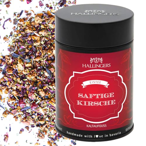 Hallingers Saftige Kirsche - Loser Cold Brew Früchtetee Eistee, kalt oder warm aufgießbar (Dose) - Muttertagsgeschenk & Geschenkideen zum Vatertag | Geburtstag Glückwunsch Genesung Neues Zuhause von Hallingers Genuss Manufaktur