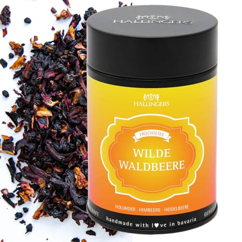Hallingers Wilde Waldbeere - Loser Früchte-Tee mit Holunder, Himbeere & Heidelbeere (Dose) - Muttertagsgeschenk & Geschenkideen zum Vatertag | Geburtstag Glückwunsch Genesung Jahrestag Freundschaft von Hallingers Genuss Manufaktur