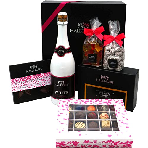 Hallingers Muttertag Big Box Pink - Muttertagsgeschenk Geschenk Set Schokolade Pralinen Sekt Tee Nougat & Gummibären zum Muttertag (Set) - Muttertagsgeschenk & Geschenkideen zum Vatertag | Danke Jahre von Hallingers Genuss Manufaktur