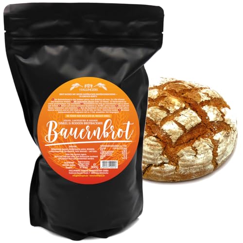 Hallingers Bauernbrot - Dinkel & Roggen Brotbackmix - Natürliche Brotbackmischung frisch aus der Mühle (Bag) - Muttertagsgeschenk & Geschenkideen zum Vatertag | Neues Zuhause Ruhestand Freundschaft Ge von Hallingers Genuss Manufaktur
