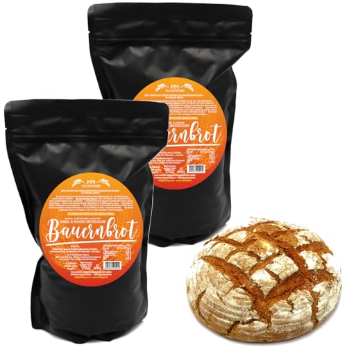 Hallingers 2x Bauernbrot - Dinkel & Roggen Brotbackmix - Natürliche Brotbackmischung - 2er Sparpack (Set) - Ostergeschenke Kinder zu Ostern & als Osterdeko | Neues Zuhause Ruhestand Freundschaft Genes von Hallingers Genuss Manufaktur