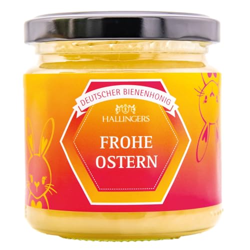 Hallingers Oster-Honig Frühlingsblüte - Ostergeschenke für Osterkörbchen zu Ostern, Deutscher Bienenhonig - zu Ostern (Glas) - Muttertagsgeschenk & Geschenkideen zum Vatertag | Glückwunsch Freundschaf von Hallingers Genuss Manufaktur