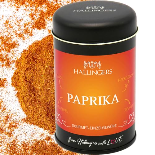 Hallingers Paprika - Basis-Gewürz für Gulasch, Tomatensuppe & Hackfleischröllchen (Dose) - Muttertagsgeschenk & Geschenkideen zum Vatertag | Geburtstag Glückwunsch Neues Zuhause Jahrestag Freundschaft von Hallingers Genuss Manufaktur