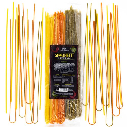 Hallingers Spaghetti Mix - Pasta aus Hartweizengries, natürlich eingefärbt (Bag) - Muttertagsgeschenk & Geschenkideen zum Vatertag | Geburtstag Glückwunsch Neues Zuhause Jahrestag Freundschaft Genesun von Hallingers Genuss Manufaktur