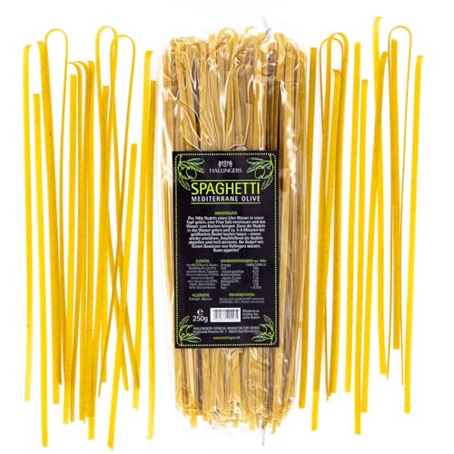 Hallingers Spaghetti Olive - Pasta aus Hartweizengries, natürlich eingefärbt (Bag) - Muttertagsgeschenk & Geschenkideen zum Vatertag | Neues Zuhause Ruhestand Freundschaft Genesung von Hallingers Genuss Manufaktur