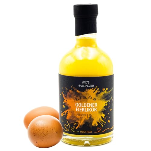 Hallingers Eierlikör, 20% vol. - Premium Sahne-Likör mit Ei (Glas) - Ostergeschenke Osterkörbchen Ostereier & als Osterdeko | Danke Silvester Freundschaft Genesung von Hallingers Genuss Manufaktur
