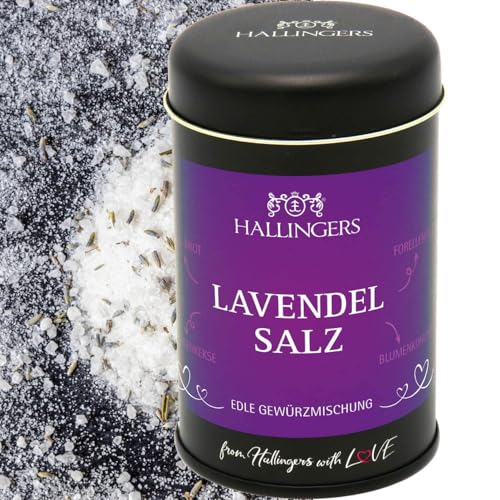 Hallingers Lavendelsalz - Premium Salz für Salat, Wild & Garnitur (Dose) - Muttertagsgeschenk & Geschenkideen zum Vatertag | Neues Zuhause Danke Genesung von Hallingers Genuss Manufaktur