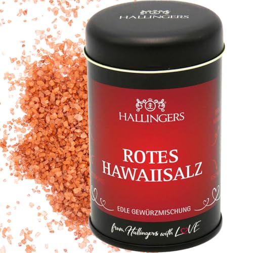 Hallingers Rotes Hawaiisalz (Dekosalz) - Premium Salz für Carpaccio, Marinaden & Tischsalz (Dose) - Muttertagsgeschenk & Geschenkideen zum Vatertag | Geburtstag Glückwunsch Neues Zuhause Danke Freunds von Hallingers Genuss Manufaktur