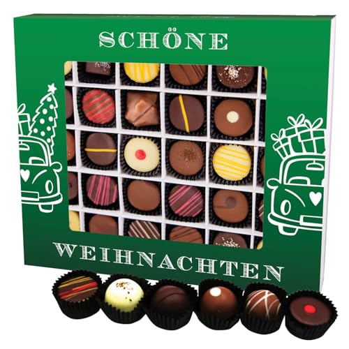 Hallingers Schöne Weihnachten XXL - Manufaktur Pralinen Weihnachten Geschenk handmade teils mit Alkohol aus Edelkakao Schokolade (Box) - Muttertagsgeschenk & Geschenkideen zum Vatertag | Glückwunsch D von Hallingers Genuss Manufaktur