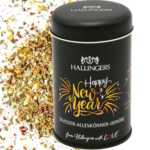 Hallingers Silvester Alleskönner Gewürz - Geschenk zu Silvester, Gewürz-Mischung für Raclette, Fondue & Kartoffelwedges (Dose) - Muttertagsgeschenk & Geschenkideen zum Vatertag | Neues Zuhause Ruhesta von Hallingers Genuss Manufaktur