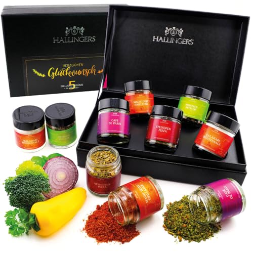 Hallingers Herzlichen Glückwunsch - Gewürz Geschenkset handmade, 5 Gewürze aus aller Welt (Set) - Muttertagsgeschenk & Geschenkideen zum Vatertag | Geburtstag Glückwunsch Neues Zuhause Danke Glückwüns Hallingers Herzlichen Glückwunsch - Gewürz Geschenkset handmade, 5 Gewürze aus aller Welt (Set) - Muttertagsgeschenk & Geschenkideen zum Vatertag | Geburtstag Glückwunsch Neues Zuhause Danke Glückwüns von Hallingers Genuss Manufaktur