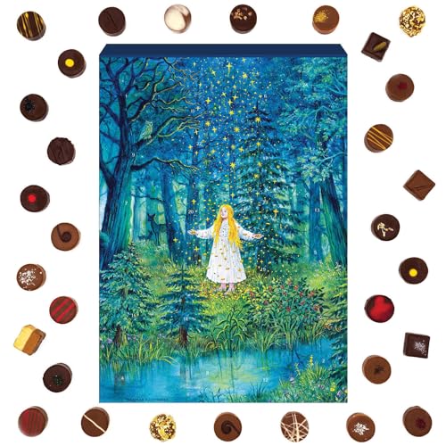 Hallingers Sternmädchen Märchen - Adventskalender Pralinen Geschenk handmade ohne Alkohol aus Edelkakao Schokolade (Box) - Muttertagsgeschenk & Geschenkideen zum Vatertag | Glückwunsch Chanukka Freund von Hallingers Genuss Manufaktur