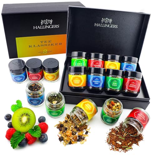 Hallingers Tee Mix Best of Tea Set/Mix 5 x Aromaglas in First Class-Box, 1er Pack (1 x 60 g) von Hallingers Genuss Manufaktur