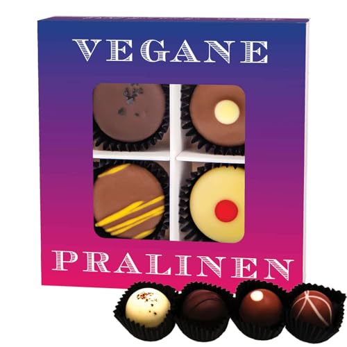 Hallingers Vegane Pralinen - Vegane Manufaktur Pralinen Geschenk handmade teilweise mit Alkohol aus Edelkakao Schokolade (Box) - Muttertagsgeschenk & Geschenkideen zum Vatertag | Geburtstag Glückwunsc von Hallingers Genuss Manufaktur