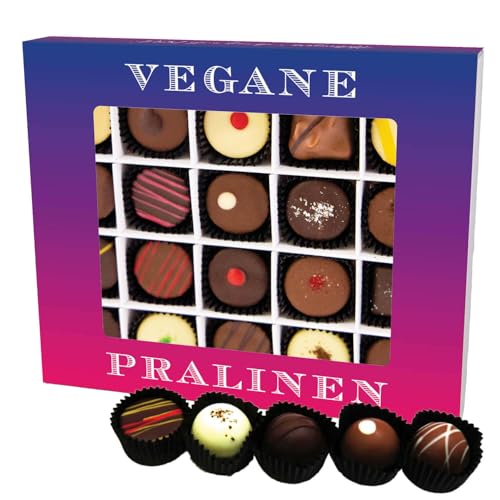 Hallingers Vegane Pralinen XL - Vegane Manufaktur Pralinen Geschenk handmade teilweise mit Alkohol aus Edelkakao Schokolade (Box) - Muttertagsgeschenk & Geschenkideen zum Vatertag | Geburtstag Glückwu von Hallingers Genuss Manufaktur
