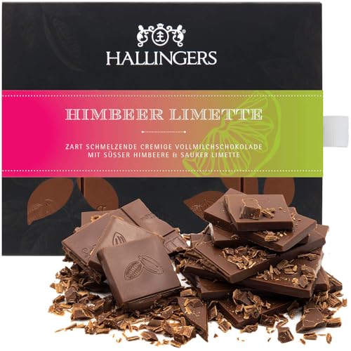 Hallingers Himbeer-Limette - Vollmilch Edel-Schokolade mit Himbeere & Limette - handmade, alkoholfrei (Box) - Muttertagsgeschenk & Geschenkideen zum Vatertag | Geburtstag Glückwunsch Jahrestag Danke N von Hallingers Genuss Manufaktur