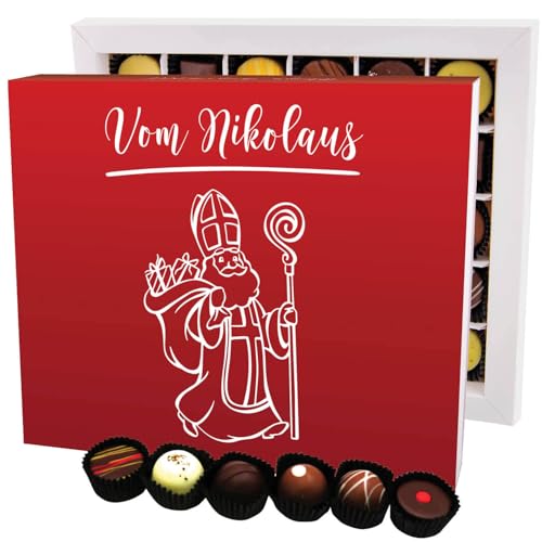 Hallingers Vom Nikolaus XXL - Manufaktur Pralinen Weihnachten Geschenk handmade ohne Alkohol aus Edelkakao Schokolade (Box) - Muttertagsgeschenk & Geschenkideen zum Vatertag | Glückwunsch Danke Freund von Hallingers Genuss Manufaktur