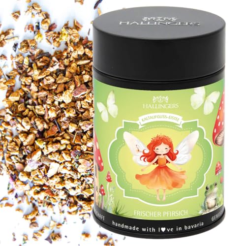 Hallingers Waldfee Eistee - Loser Cold Brew Früchtetee Eistee für Mädchen & Kinder kalt & warm aufgießbar Pfirsich (Dose) - Muttertagsgeschenk & Geschenkideen zum Vatertag | Geburtstag Glückwunsch Gen von Hallingers Genuss Manufaktur