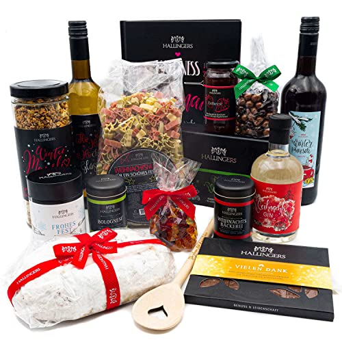Hallingers Weihnachten Family - Weihnachtliches Geschenkset Gourmet Köstlichkeiten als Geschenkkorb zu Weihnachten (Set) - Muttertagsgeschenk & Geschenkideen zum Vatertag | Glückwunsch Glückwünsche Fr von Hallingers Genuss Manufaktur
