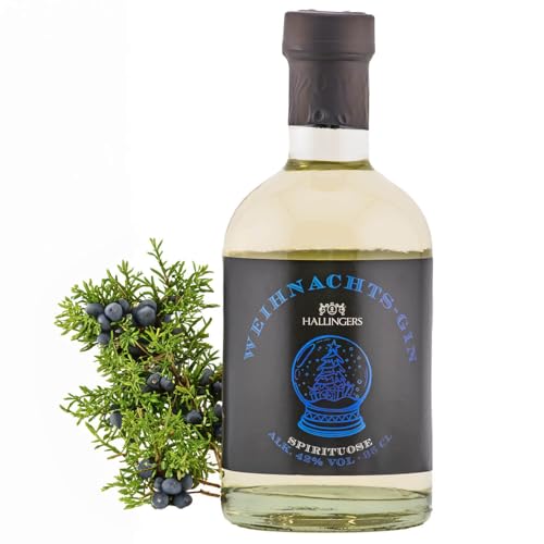 Hallingers Weihnachts-Gin, 42% vol. - Weihnachtlicher Premium-Gin (Glas) - Muttertagsgeschenk & Geschenkideen zum Vatertag | Glückwunsch Silvester Freundschaft Genesung von Hallingers Genuss Manufaktur