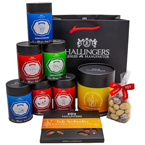 Hallingers Weihnachts-Tea Time - Weihnachtliches Geschenkset Gourmet Köstlichkeiten als Geschenkkorb zu Weihnachten (Set) - Muttertagsgeschenk & Geschenkideen zum Vatertag | Glückwunsch Glückwünsche F von Hallingers Genuss Manufaktur