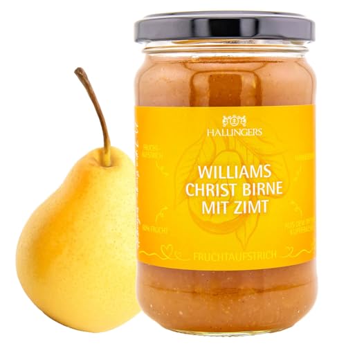 Hallingers Williams Christbirne mit Zimt - Handgerührter Fruchtaufstrich aus dem Kupferkessel (Glas) - Muttertagsgeschenk & Geschenkideen zum Vatertag | Geburtstag Glückwunsch Genesung Jahrestag Freun von Hallingers Genuss Manufaktur