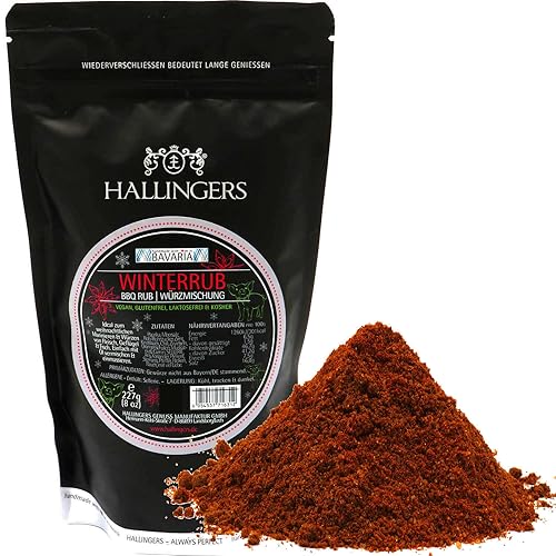 Hallingers Winterrub - Weihnachtliche BBQ-Rub Marinade für Fleisch, Geflügel & Fisch zu Weihnachten verschenken (Bag) - Muttertagsgeschenk & Geschenkideen zum Vatertag | Neues Zuhause Ruhestand Genesu von Hallingers Genuss Manufaktur