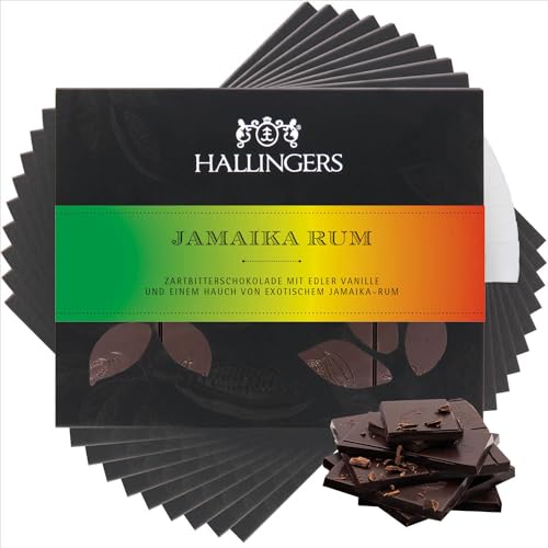 Hallingers 10x Jamaika Rum - Zartbitter Edel-Schokolade mit Jamaika-Rum - handmade (Box) - Muttertagsgeschenk & Geschenkideen zum Vatertag | Geburtstag Glückwunsch Jahrestag Freundschaft Genesung von Hallingers Genuss Manufaktur