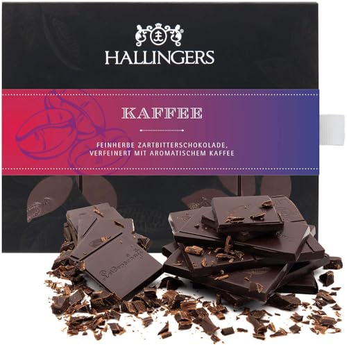 Hallingers Kaffee - Vegane Schokolade Zartbitter-Edelkakao mit Kaffee - handmade, alkoholfrei (Box) - Muttertagsgeschenk & Geschenkideen zum Vatertag | Jahrestag Neues Zuhause Genesung von Hallingers Genuss Manufaktur