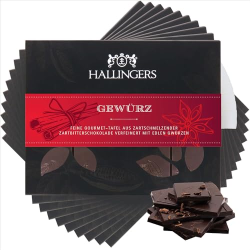 Hallingers 10x Gewürz - Vegane Schokolade Zartbitter-Edelkakao Weihnachts-Gewürze - handmade, alkoholfrei (Box) - Muttertagsgeschenk & Geschenkideen zum Vatertag | Glückwunsch Danke Freundschaft Genes von Hallingers Genuss Manufaktur