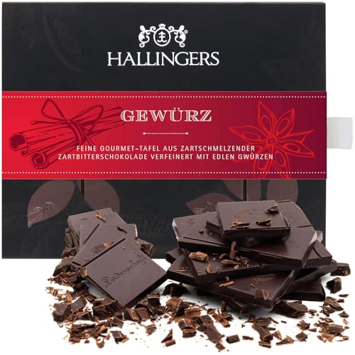 Hallingers Gewürz - Vegane Schokolade Zartbitter-Edelkakao Weihnachts-Gewürze, handmade (Box) - Muttertagsgeschenk & Geschenkideen zum Vatertag | Glückwunsch Danke Freundschaft Genesung von Hallingers Genuss Manufaktur