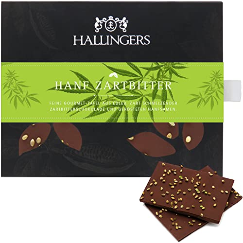 Hallingers Zartbitter-Schokolade 85% mit Hanf, zart schmelzend hand-geschöpft (90g) - Hanf Zartbitter (Tafel-Karton) - zu Geburtstag, Jahrestag, Jahrestag - jetzt zu Weihnachten 2023 schenken von Hallingers Genuss Manufaktur