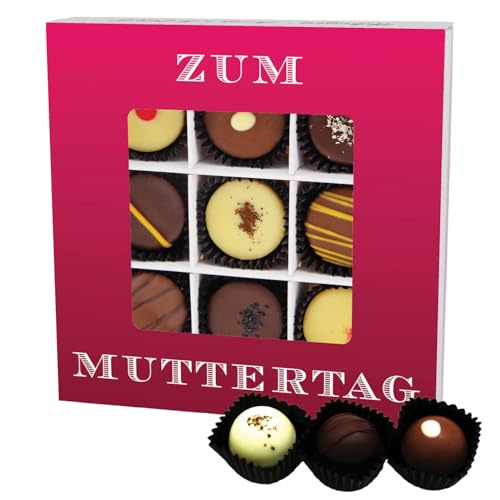 Hallingers Zum Muttertag L - Muttertagsgeschenk Pralinen Geschenk handmade teils mit Alkohol aus Edelkakao zum Muttertag für Mama (Box) - Muttertagsgeschenk & Geschenkideen zum Vatertag | Glückwunsch von Hallingers Genuss Manufaktur