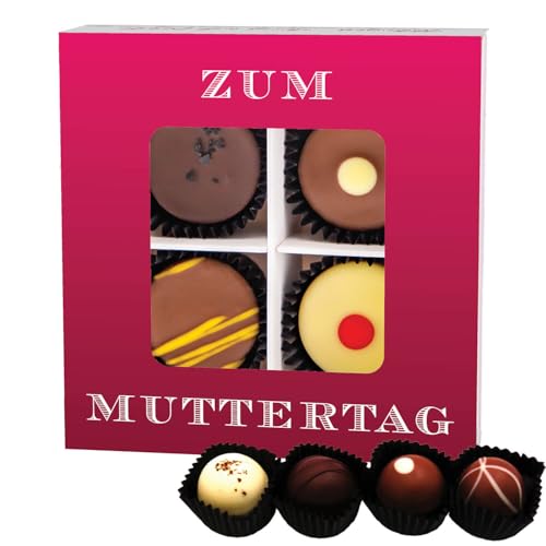 Hallingers Zum Muttertag - Muttertagsgeschenk Pralinen Geschenk handmade teils mit Alkohol aus Edelkakao zum Muttertag für Mama (Box) - Muttertagsgeschenk & Geschenkideen zum Vatertag | Glückwunsch Ja von Hallingers Genuss Manufaktur