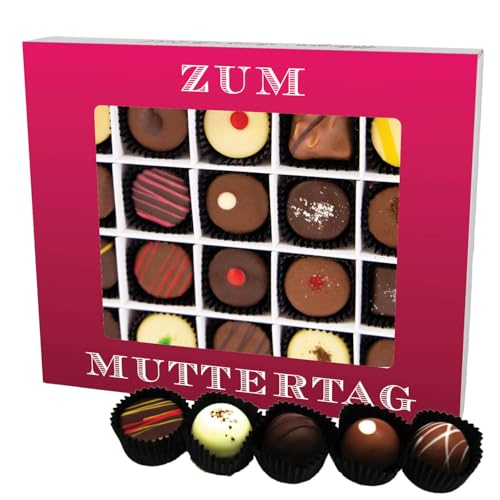 Hallingers Zum Muttertag XL - Muttertagsgeschenk Pralinen Geschenk handmade teils mit Alkohol aus Edelkakao zum Muttertag für Mama (Box) - Muttertagsgeschenk & Geschenkideen zum Vatertag | Glückwunsch von Hallingers Genuss Manufaktur