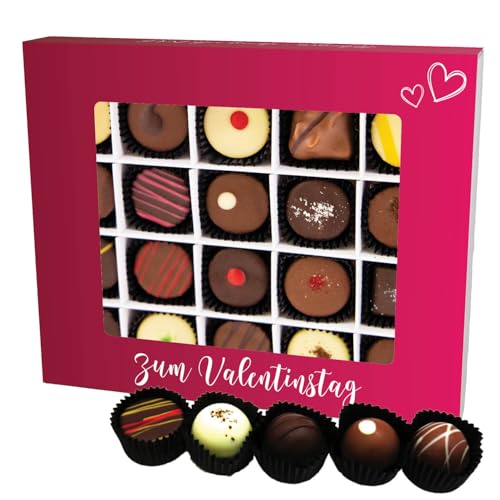 Hallingers Zum Valentinstag - pink XL - Valentinstag Manufaktur Pralinen Geschenk handmade teils mit Alkohol aus Edelkakao Schokolade (Box) - Muttertagsgeschenk & Geschenkideen zum Vatertag | Glückwun von Hallingers Genuss Manufaktur