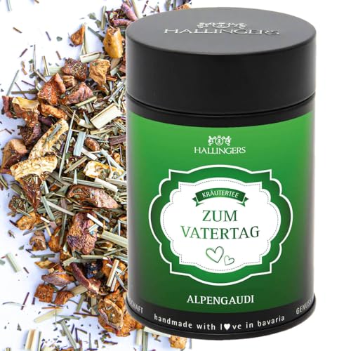 Hallingers Zum Vatertag - Vatertagsgeschenk Loser Kräuter-Tee mit Süßapfel, Orange & Lemongras (Dose) - Muttertagsgeschenk & Geschenkideen zum Vatertag | Glückwunsch Jahrestag Freundschaft Genesung von Hallingers Genuss Manufaktur
