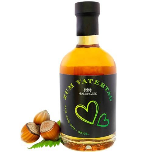 Hallingers Zum Vatertag - Vatertagsgeschenk Premium Nuss-Likör Geschenk zum Vatertag für Papa Vater Opa (Glas) - Muttertagsgeschenk & Geschenkideen zum Vatertag | Glückwunsch Jahrestag Freundschaft Ge von Hallingers Genuss Manufaktur