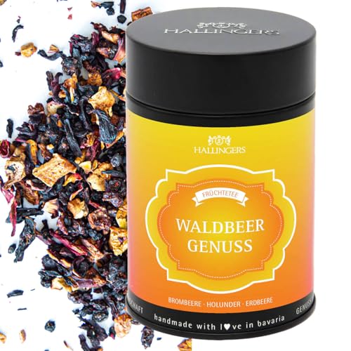 Hallingers Waldbeergenuss - Loser Früchte-Tee mit Brombeere, Holunder & Erdbere (Dose) - Muttertagsgeschenk & Geschenkideen zum Vatertag | Geburtstag Glückwunsch Genesung Danke Freundschaft von Hallingers Genuss Manufaktur