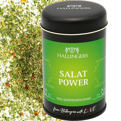 Hallingers BBQ Salat Power - Gewürz-Mischung für Salate, Gemüse & Dressings (Dose) - Muttertagsgeschenk & Geschenkideen zum Vatertag | Geburtstag Glückwunsch Neues Zuhause Danke Freundschaft Genesung von Hallingers Genuss Manufaktur