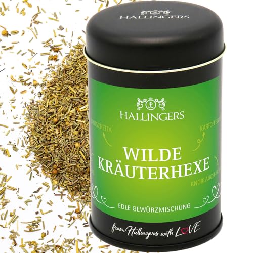 Hallingers BBQ Wilde Kräuterhexe - Gewürz-Mischung für Salate, Vorspeisen & Kartoffeln (Dose) - Muttertagsgeschenk & Geschenkideen zum Vatertag | Neues Zuhause Ruhestand Genesung von Hallingers Genuss Manufaktur