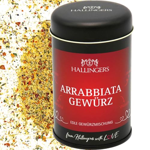 Hallingers Feuriges Arrabbiata-Gewürz - Gewürz-Mischung für Pasta, Schafskäse & Soßen (Dose) - Muttertagsgeschenk & Geschenkideen zum Vatertag | Neues Zuhause Ruhestand Genesung von Hallingers Genuss Manufaktur