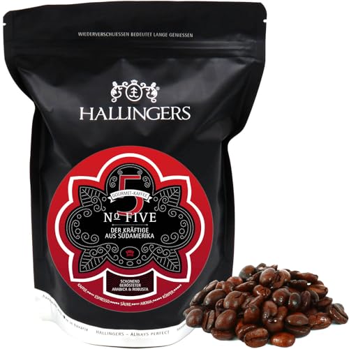 Hallingers No. Five - Gourmet-Kaffee aus Südamerika & Asien, schonend langzeit-geröstet (Bag) - Muttertagsgeschenk & Geschenkideen zum Vatertag | Neues Zuhause Silvester Genesung von Hallingers Genuss Manufaktur