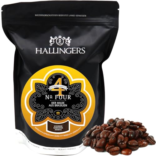 Hallingers No. Four - Gourmet-Kaffee aus Brasilien, schonend langzeit-geröstet (Bag) - Muttertagsgeschenk & Geschenkideen zum Vatertag | Geburtstag Glückwunsch Neues Zuhause Jahrestag Genesung von Hallingers Genuss Manufaktur
