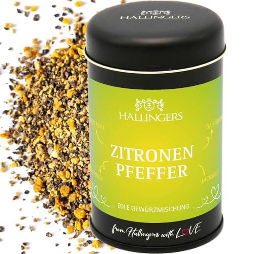 Hallingers Spritziger Zitronen-Pfeffer - Premium Pfeffer für Gemüse, Marinade & Salatdressing (Dose) - Ostergeschenke Kinder zu Ostern & als Osterdeko von Hallingers Genuss Manufaktur